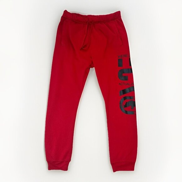 Ecko Unltd Jogger Pants Men’s XL Red Black Logo Sweatpants Actual Factual Y2K - Picture 1 of 12